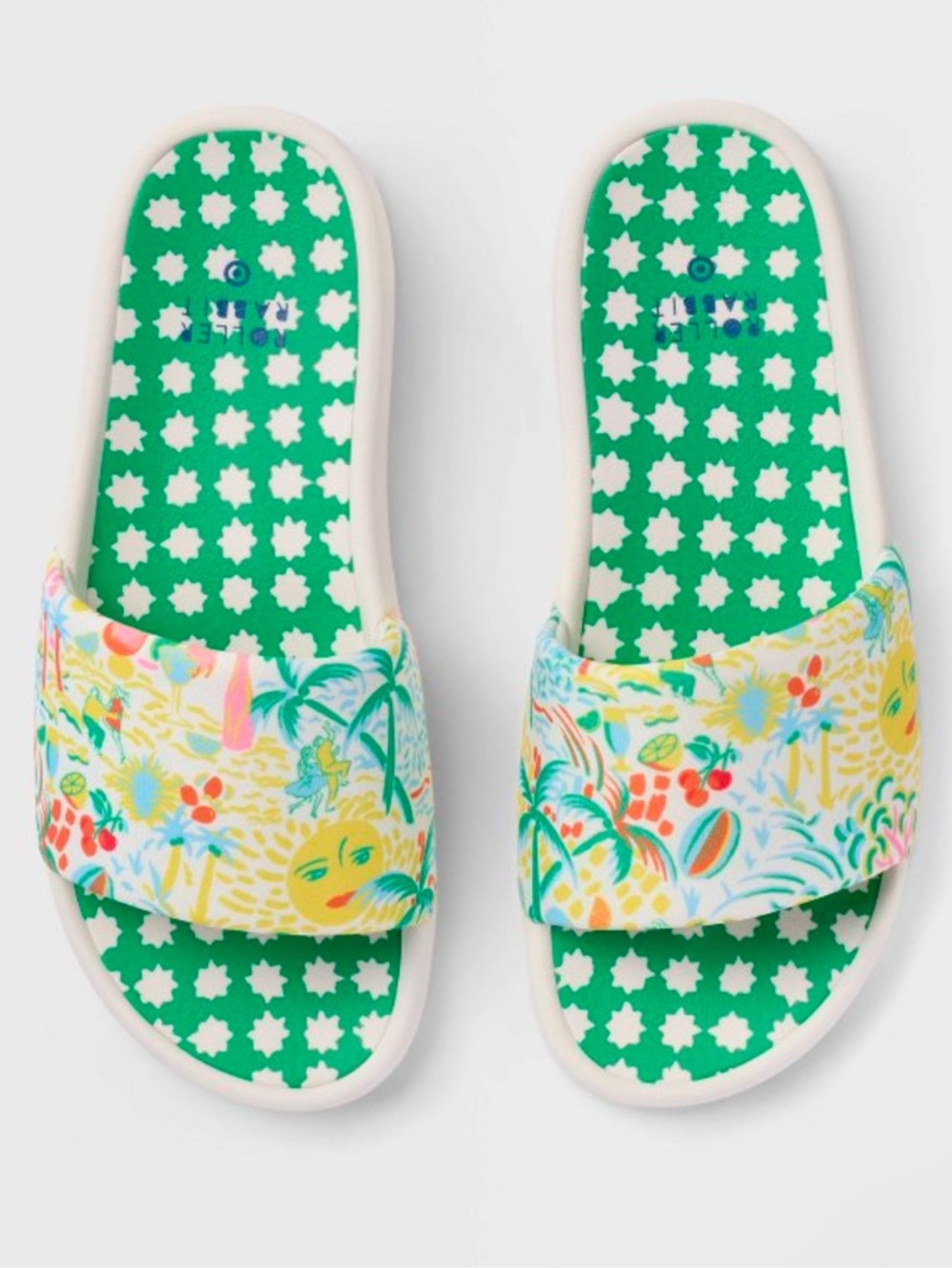 Roller Rabbit x Target Adult Vacation/Star Geo Slide Sandals Yellow/Green